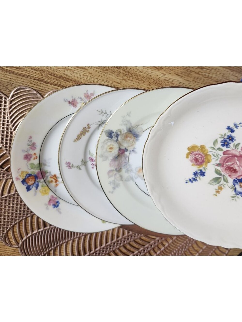 Mismatched Colorful Floral Fine China Bread, Dessert, Cake Plates